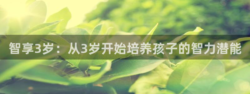沐鸣2app官方：智享3岁：从3岁开始培养孩子的智力潜能